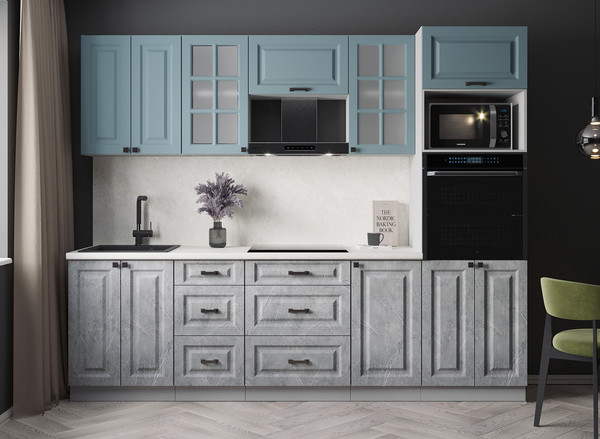 Изображение товара Кухонный гарнитур Интерлиния Мила Деко 2.6 (керамика/океан/опал светлый)