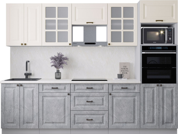 Изображение товара Кухонный гарнитур Интерлиния Мила Деко 2.8 (керамика/белый/опал светлый)