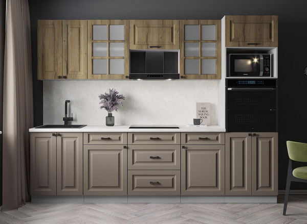 Изображение товара Кухонный гарнитур Интерлиния Мила Деко 2.8 (луна/дуб вотан/опал светлый)