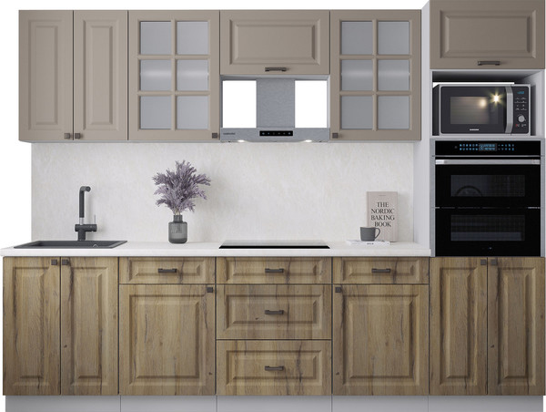 Изображение товара Кухонный гарнитур Интерлиния Мила Деко 2.8 (дуб вотан/луна/опал светлый)