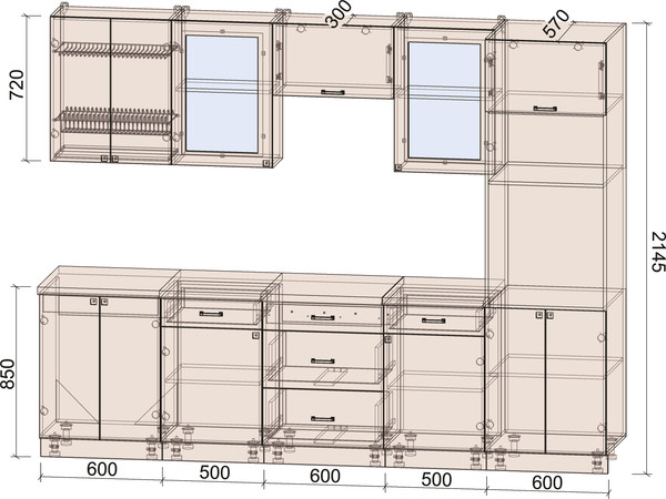 Изображение товара Кухонный гарнитур Интерлиния Мила Деко 2.8 (керамика/мята/опал светлый)
