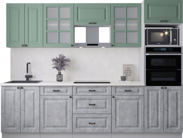 Изображение товара Кухонный гарнитур Интерлиния Мила Деко 2.8 (керамика/мята/опал светлый)