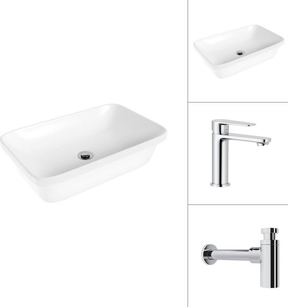 Изображение товара Умывальник со смесителем Lauter 21370 + Moon 21СK691C с сифоном 21635CH (хром)