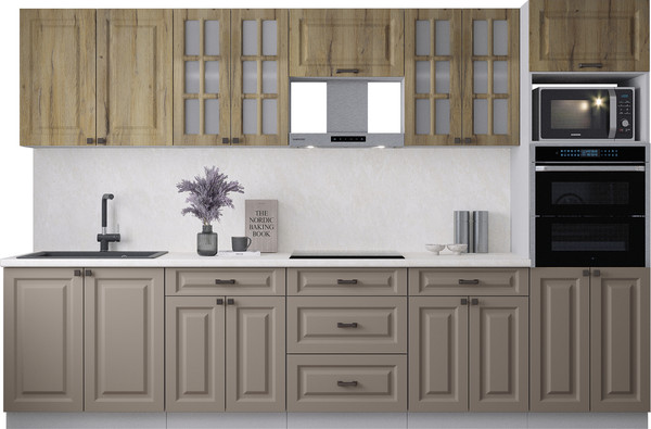 Изображение товара Кухонный гарнитур Интерлиния Мила Деко 3.2 (луна/дуб вотан/опал светлый)