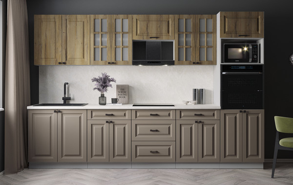 Изображение товара Кухонный гарнитур Интерлиния Мила Деко 3.2 (луна/дуб вотан/опал светлый)