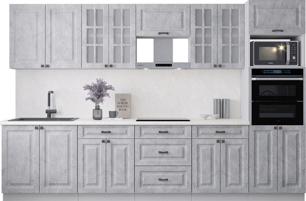 Изображение товара Кухонный гарнитур Интерлиния Мила Деко 3.2 (керамика/керамика/опал светлый)