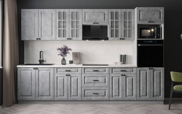 Изображение товара Кухонный гарнитур Интерлиния Мила Деко 3.2 (керамика/керамика/опал светлый)