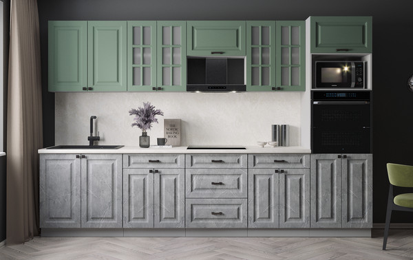 Изображение товара Кухонный гарнитур Интерлиния Мила Деко 3.2 (керамика/мята/опал светлый)