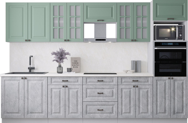 Изображение товара Кухонный гарнитур Интерлиния Мила Деко 3.2 (керамика/мята/опал светлый)