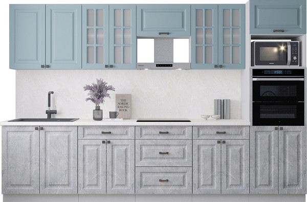 Изображение товара Кухонный гарнитур Интерлиния Мила Деко 3.2 (керамика/океан/опал светлый)