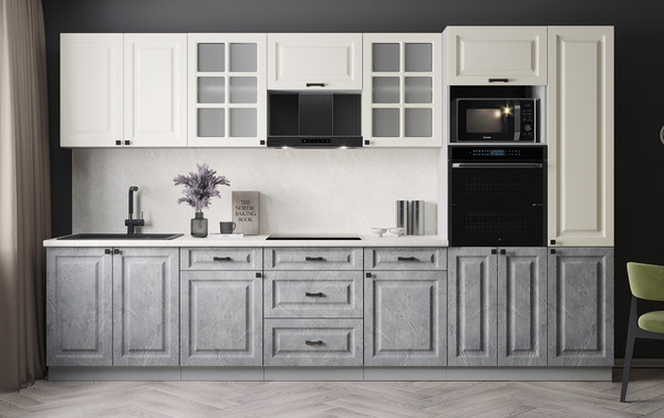 Изображение товара Кухонный гарнитур Интерлиния Мила Деко 3.4 (керамика/белый/опал светлый)