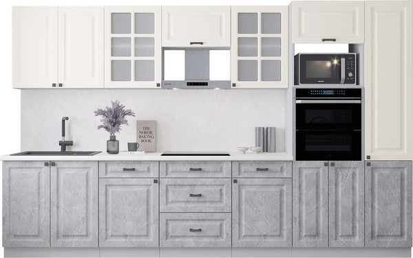 Изображение товара Кухонный гарнитур Интерлиния Мила Деко 3.4 (керамика/белый/опал светлый)