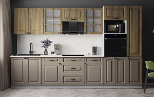 Изображение товара Кухонный гарнитур Интерлиния Мила Деко 3.4 (луна/дуб вотан/опал светлый)