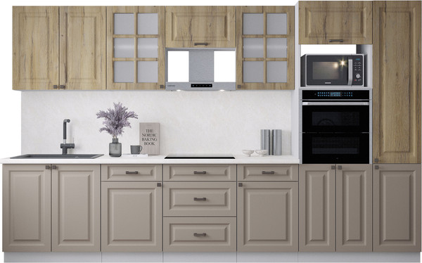 Изображение товара Кухонный гарнитур Интерлиния Мила Деко 3.4 (луна/дуб вотан/опал светлый)