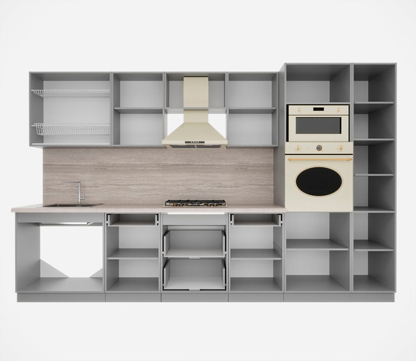 Изображение товара Кухонный гарнитур Интерлиния Мила Деко 3.4 (черный/дуб вотан/белый гранит)