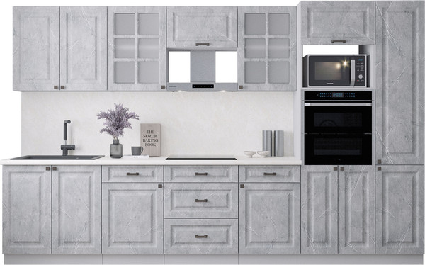 Изображение товара Кухонный гарнитур Интерлиния Мила Деко 3.4 (керамика/керамика/опал светлый)