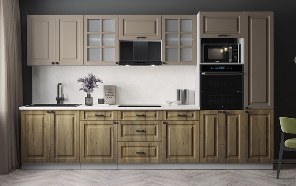 Изображение товара Кухонный гарнитур Интерлиния Мила Деко 3.4 (дуб вотан/луна/опал светлый)