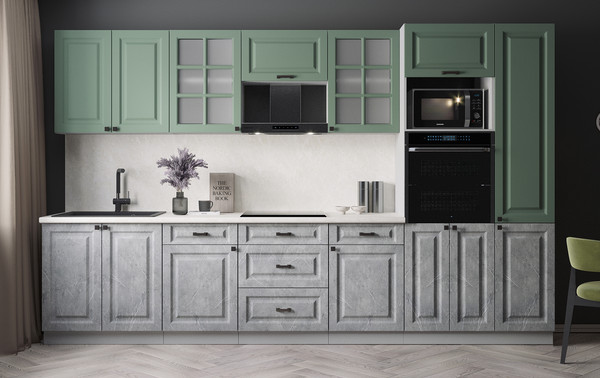 Изображение товара Кухонный гарнитур Интерлиния Мила Деко 3.4 (керамика/мята/опал светлый)