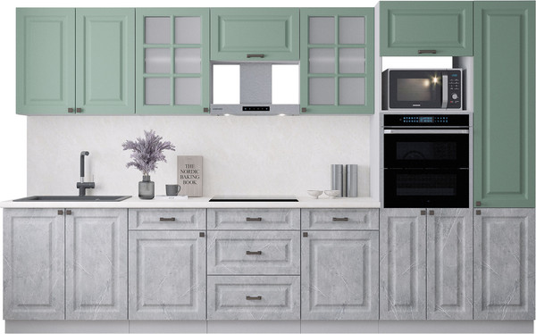 Изображение товара Кухонный гарнитур Интерлиния Мила Деко 3.4 (керамика/мята/опал светлый)