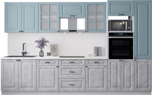 Изображение товара Кухонный гарнитур Интерлиния Мила Деко 3.4 (керамика/океан/опал светлый)