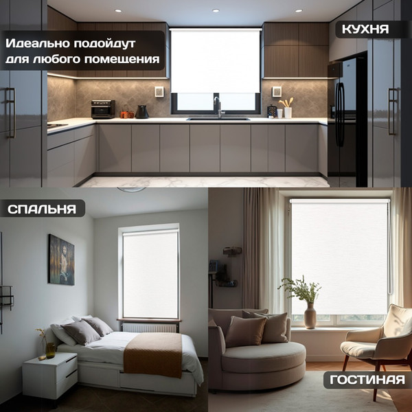 Изображение товара Рулонная штора Sundays Home Форест 61х160 с 2-мя направляющими LM-15 150см (белый)