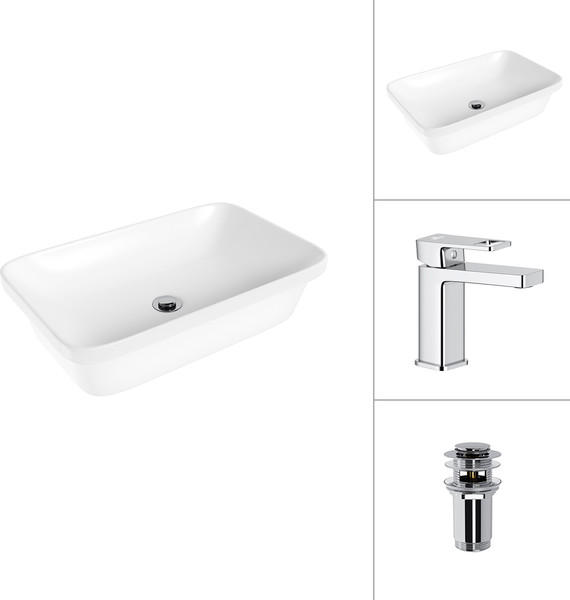 Изображение товара Умывальник со смесителем Lauter 21370 + Cascade 21СК655C с донным клапаном 21190CH (хром)