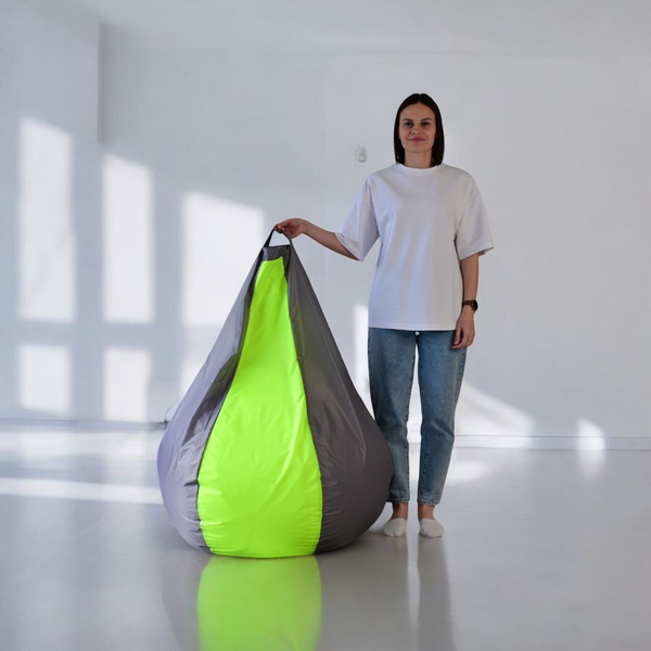 Изображение товара Бескаркасное кресло Mio Tesoro Груша Kombo XXL / GF-130x85-SN (серебристый/неон)