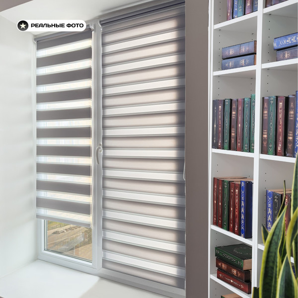 Изображение товара Рулонная штора Sundays Home Лайнс 48х160 с 2-мя направляющими LM-15 150см (светло-серый)