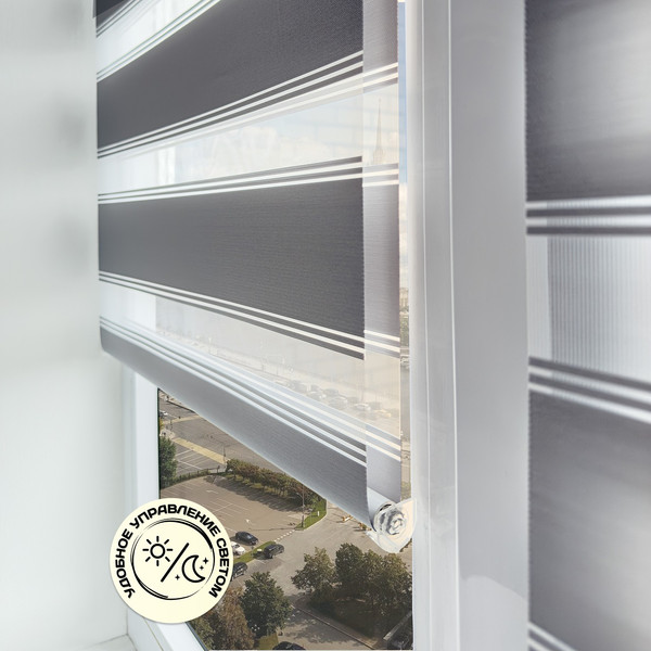 Изображение товара Рулонная штора Sundays Home Лайнс 48х160 с 2-мя направляющими LM-15 150см (светло-серый)