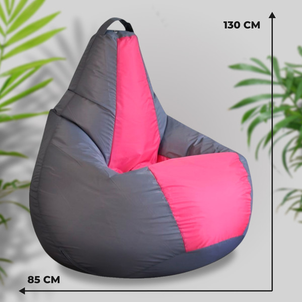 Изображение товара Бескаркасное кресло Mio Tesoro Груша Kombo XXL / GF-130x85-SF (серый/фуксия)