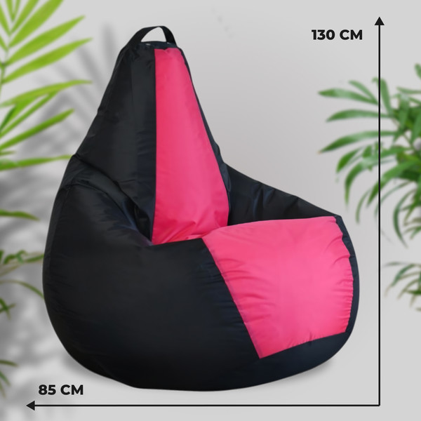 Изображение товара Бескаркасное кресло Mio Tesoro Груша Kombo XXL / GF-130x85-CHF (черный/фуксия)