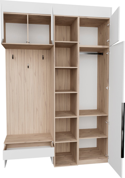 Изображение товара Секция в прихожую Рэйгрупп Рэй P257-B3-EBE В3 (дуб элисон/белый премиум)