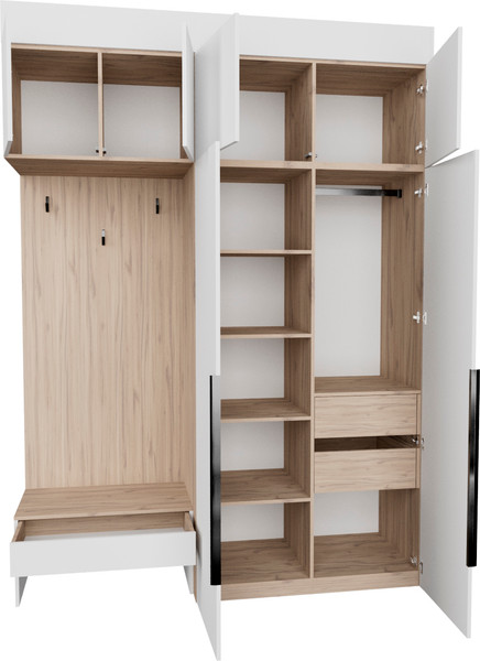 Изображение товара Секция в прихожую Рэйгрупп Рэй P257-B4-2-EB В4-2 (дуб элисон/белый премиум)