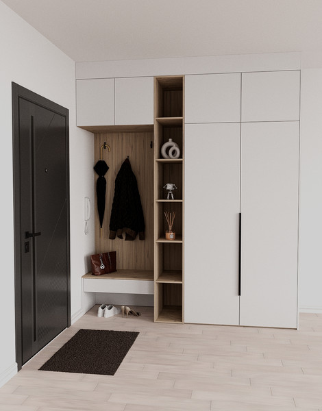 Изображение товара Секция в прихожую Рэйгрупп Рэй P257-B5-2-EBE В5-2 (дуб элисон/белый премиум)