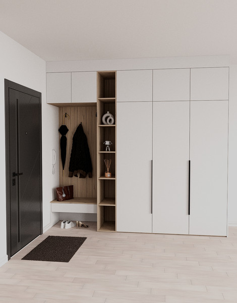 Изображение товара Секция в прихожую Рэйгрупп Рэй P257-B8-1-EBE В8-1 (дуб элисон/белый премиум)