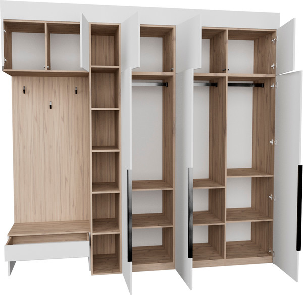 Изображение товара Секция в прихожую Рэйгрупп Рэй P257-B8-1-EBE В8-1 (дуб элисон/белый премиум)