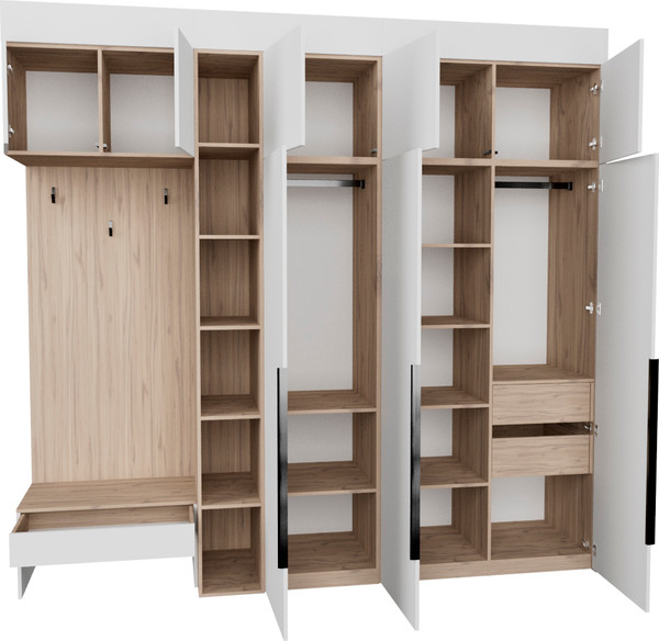 Изображение товара Секция в прихожую Рэйгрупп Рэй P257-B8-2-EBE В8-2 (дуб элисон/белый премиум)