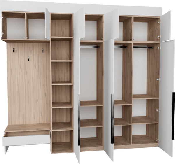 Изображение товара Секция в прихожую Рэйгрупп Рэй P257-B9-1-EBE В9-1 (дуб элисон/белый премиум)