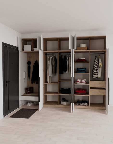 Изображение товара Секция в прихожую Рэйгрупп Рэй P257-B10-2-EB В10-2 (дуб элисон/белый премиум)