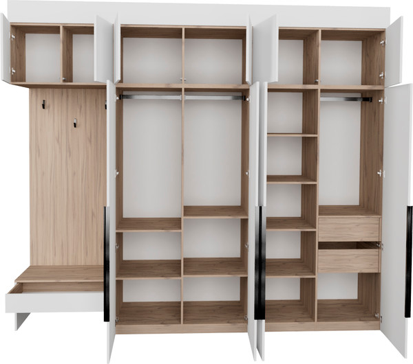 Изображение товара Секция в прихожую Рэйгрупп Рэй P257-B10-2-EB В10-2 (дуб элисон/белый премиум)