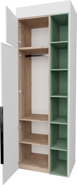 Изображение товара Шкаф Рэйгрупп Рэй S245-B1-EBZ В1 (дуб элисон/белый премиум/зеленый самшит)