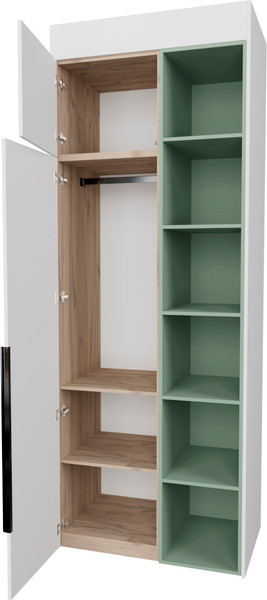 Изображение товара Шкаф Рэйгрупп Рэй S245-B2-EBZ В2 (дуб элисон/белый премиум/зеленый самшит )