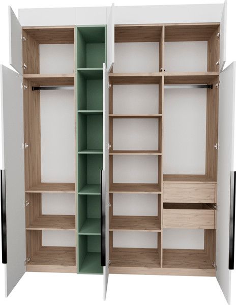 Изображение товара Шкаф Рэйгрупп Рэй S245-В7-2-EBZ В7-2 (дуб элисон/белый премиум/зеленый самшит)