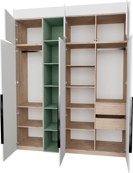Изображение товара Шкаф Рэйгрупп Рэй S245-В8-2-EBZ В8-2 (дуб элисон/белый премиум/зеленый самшит)