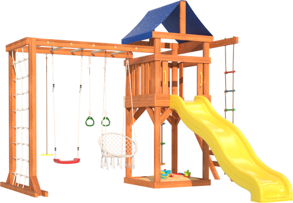 Изображение товара Игровой комплекс National Tree Company Fun Land с мод. сетка-рукоход, подв. креслом и качелями / ДКПМ-8