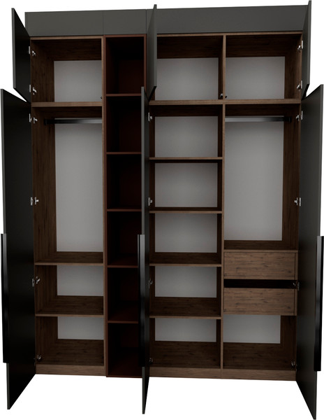 Изображение товара Шкаф Рэйгрупп Рэй S245-В7-2-WKL В7-2 (дуб веллингтон/кобальт/античная латунь)