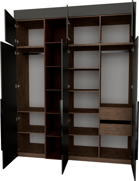 Изображение товара Шкаф Рэйгрупп Рэй S245-В8-2-WKL В8-2 (дуб веллингтон/кобальт/античная латунь)