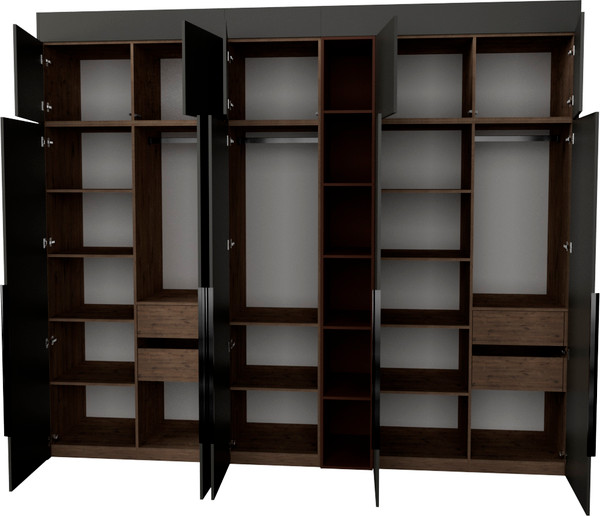 Изображение товара Шкаф Рэйгрупп Рэй S245-В13-3-WKL В13-3 (дуб веллингтон/кобальт/античная латунь)