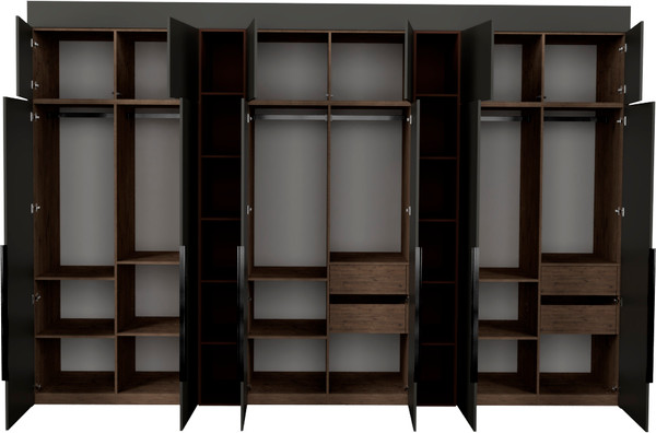 Изображение товара Шкаф Рэйгрупп Рэй S245-В18-3-WKL В18-3 (дуб веллингтон/кобальт/античная латунь)