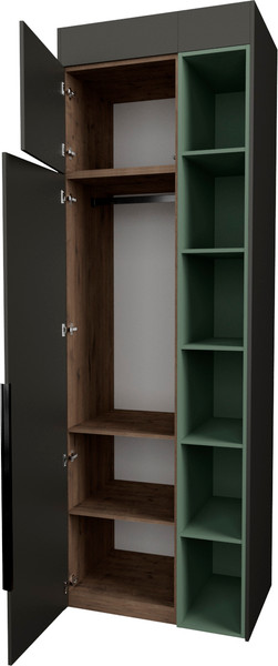 Изображение товара Шкаф Рэйгрупп Рэй S245-B1-WKZ В1 (дуб веллингтон/кобальт/зеленый самшит)